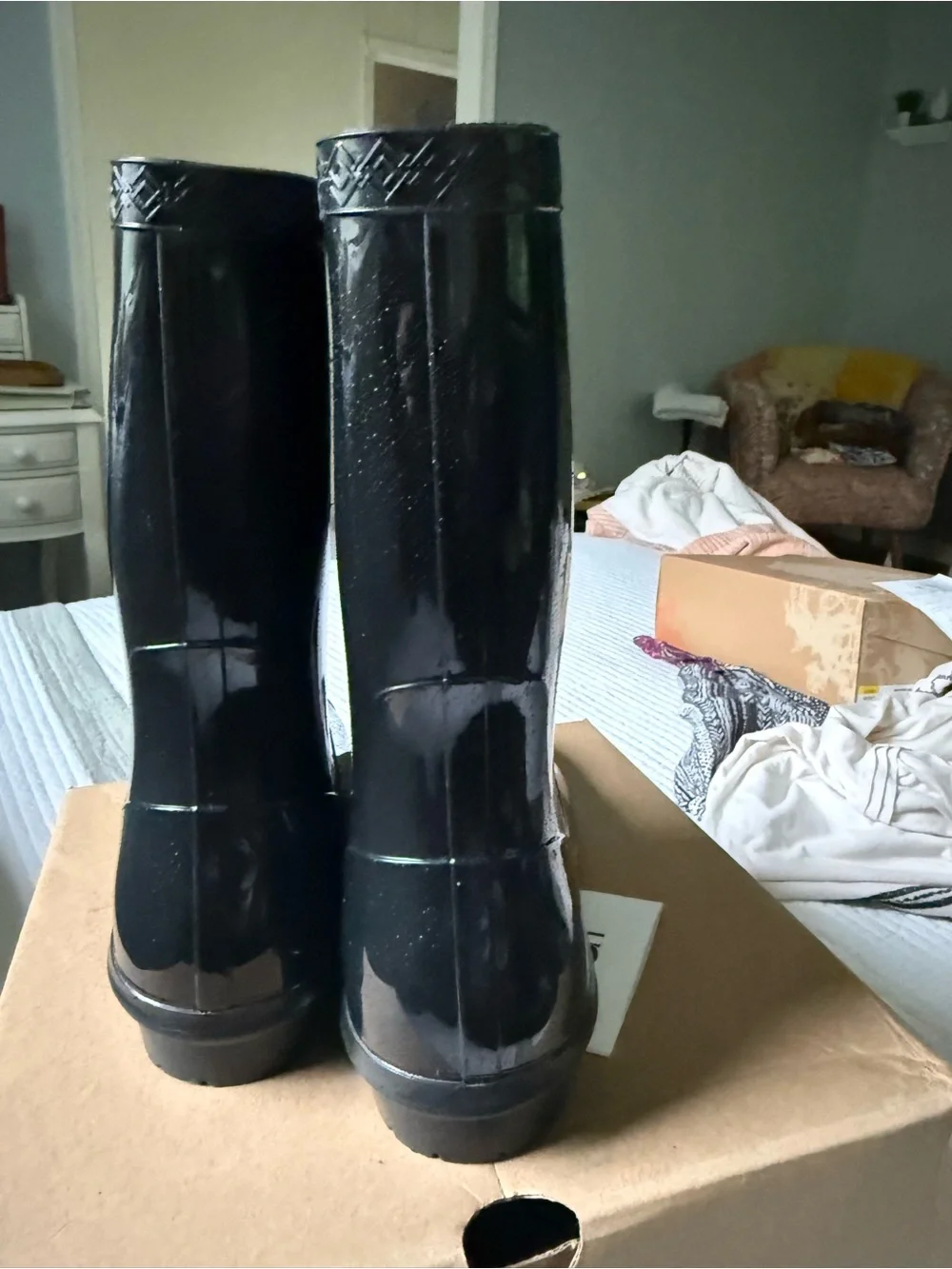 UGG Black Gloss Short Rain Boots